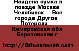 Найдена сумка в поезде Москва -Челябинск. - Все города Другое » Потеряли   . Кемеровская обл.,Березовский г.